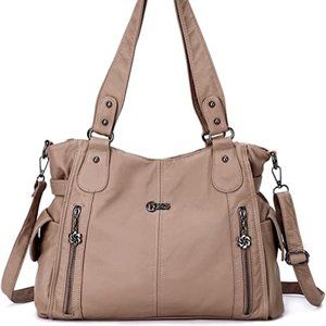 Apricot Purses and Handbags for Women Large Hobo Shoulder Bags Soft PU Leather